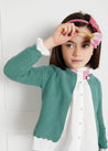 Openwork Hem Single Button Cardigan in Green (6mths-10yrs) Knitwear  from Pepa London