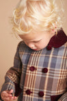 Check Print Jacket with Velvet Collar and Pockets in Brown (12mths-3yrs) Coats  from Pepa London