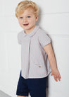 Thin Stripe Peter Pan Collar Short Sleeve Shirt in Red (12mths-3yrs) Shirts  from Pepa London