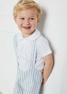 Wide Stripe Button Detail Shorts With Braces in Blue (18mths-3yrs) Shorts  from Pepa London