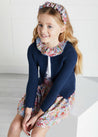 Openwork Hem Single Button Cardigan in Blue (6mths-10yrs) Knitwear  from Pepa London