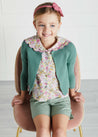 Openwork Hem Single Button Cardigan in Green (6mths-10yrs) Knitwear  from Pepa London