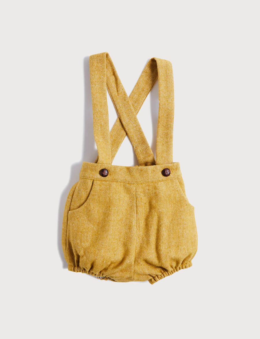 Herringbone Bloomers with Braces in Mustard (9mths-2yrs) Bloomers  from Pepa London