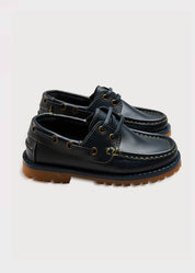Leather Boat Shoes in Navy (26-34EU) Shoes  from Pepa London