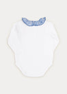 Floral Ruffle Collar Long Sleeve Bodysuit In French Blue (1mth-2yrs) TOPS & BODYSUITS  from Pepa London