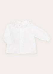 Hand Smocked Collar Long Sleeve Blouse In Baby Pink (0-12mths) BLOUSES  from Pepa London