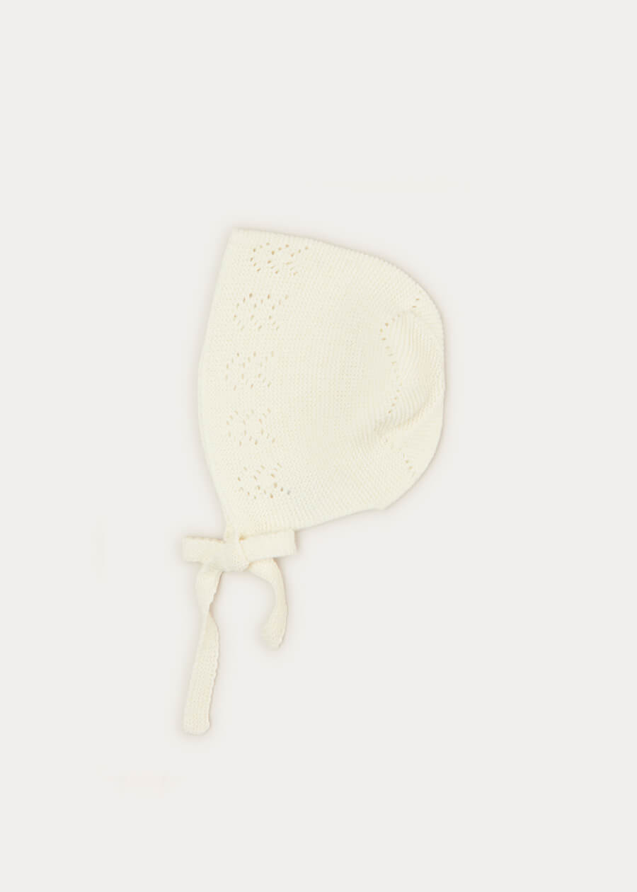 Openwork Bonnet In Cream (S-L) KNITTED ACCESSORIES  from Pepa London