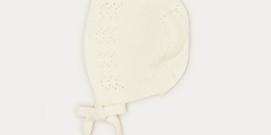 Openwork Bonnet In Cream (S-L) KNITTED ACCESSORIES  from Pepa London