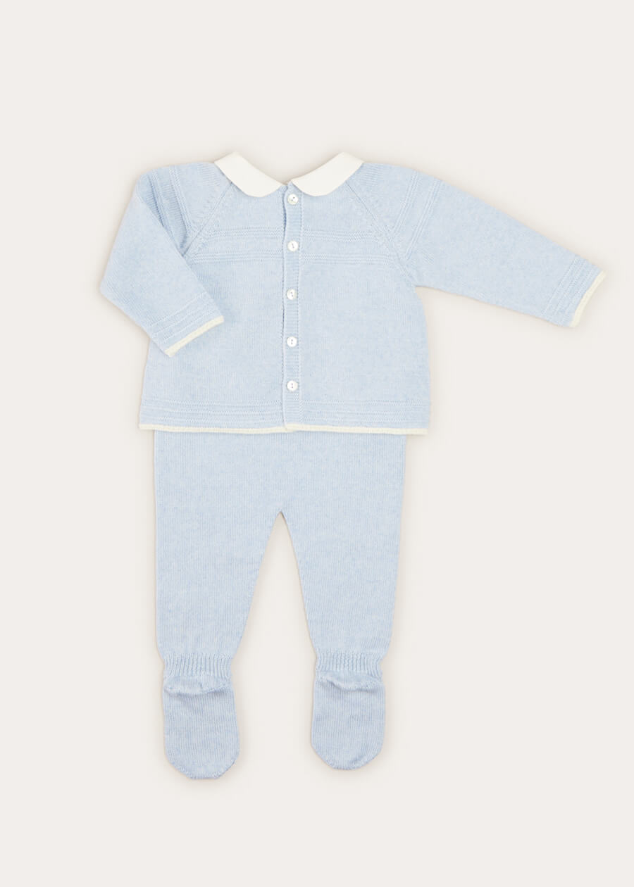 Dot Detail Knitted Set in Baby Blue (1-6mths) KNITTED SETS  from Pepa London