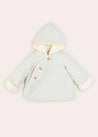 Herringbone Fleece Lined Hooded Coat In Baby Blue (6mths-3yrs) COATS  from Pepa London