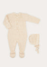 Knitted Lace Trim 2 Piece Set In Beige (1-6mths) ALL-IN-ONE  from Pepa London