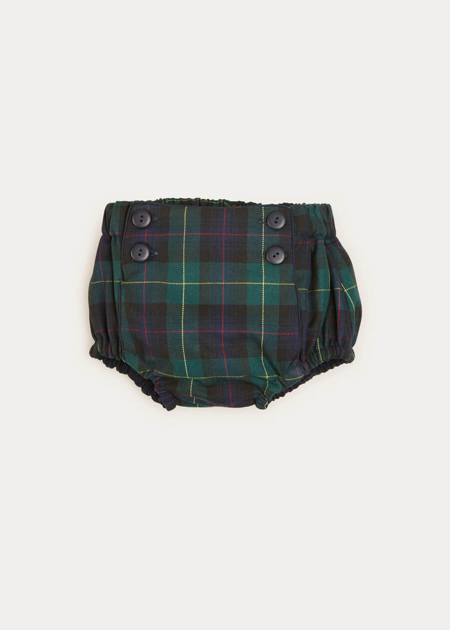 Tartan Button Detail Bloomers In Green (3mths-2yrs) BLOOMERS  from Pepa London