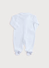 Old Newborn All-In-One With Mittens And Rocking Horse Embroidery In Blue (0-3mths) Tops & Bodysuits  from Pepa London