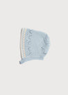 Leaf Detail Cotton Bonnet in Light Blue (0-6mths) Knitted Accessories  from Pepa London