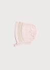 Leaf Detail Cotton Bonnet in Light Pink (0-6mths) Knitted Accessories  from Pepa London