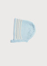 Open Knit Cotton Bonnet in Light Blue (0-6mths) Knitted Accessories  from Pepa London