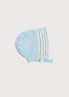 Open Knit Cotton Bonnet in Light Blue (0-6mths) Knitted Accessories  from Pepa London