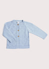 Openwork Coconut Button Cardigan in Dusty Blue (3-18mths) Knitwear  from Pepa London