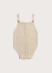 Openwork Coconut Button Knitted Dungaree in Beige (3-12mths) Knitwear  from Pepa London