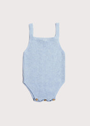 Openwork Knitted Dungaree in Dusty Blue (3-12mths) Knitwear  from Pepa London