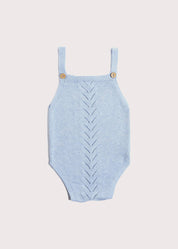 Openwork Knitted Dungaree in Dusty Blue (3-12mths) Knitwear  from Pepa London