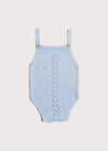 Openwork Knitted Dungaree in Dusty Blue (3-12mths) Knitwear  from Pepa London