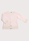 Contrast Trim Openwork Knitted Jumper in Light Pink (0-6mths) Knitwear  from Pepa London