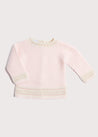 Contrast Trim Openwork Knitted Jumper in Light Pink (0-6mths) Knitwear  from Pepa London