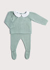 Peter Pan Collar Knitted Set in Green Knitwear  from Pepa London