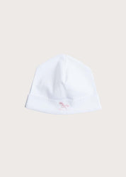 Newborn Bonnet with Rocking Horse Embroidery Pink (0-3mths) Knitted Accessories  from Pepa London