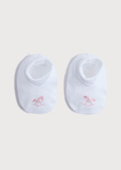 Old Newborn Booties With Rocking Horse Embroidery Pink (0-3mths) Knitted Accessories  from Pepa London