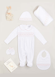 Newborn Hand Smocked Gift Set in Pink Look  from Pepa London