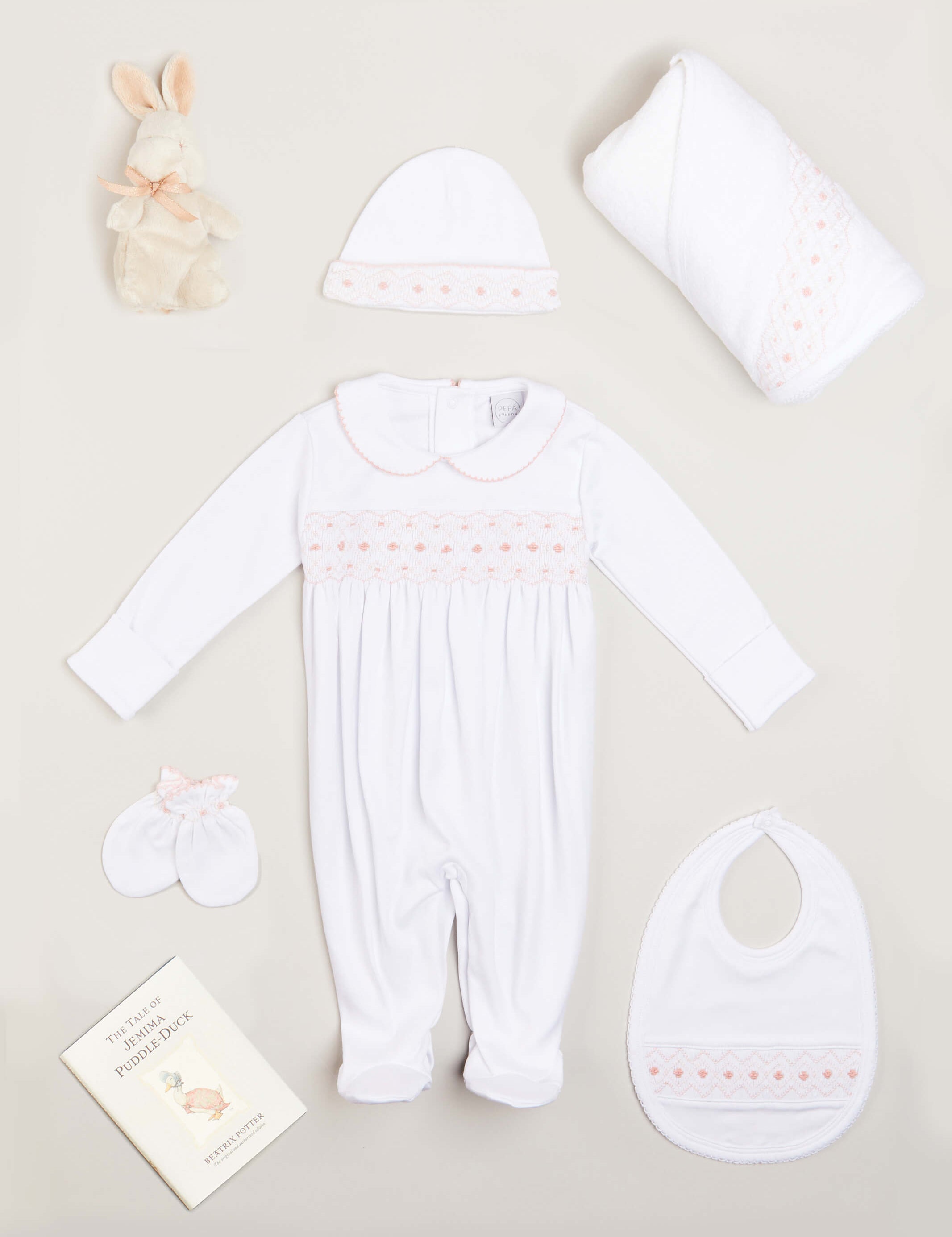 Newborn Hand Smocked Gift Set in Pink Look  from Pepa London