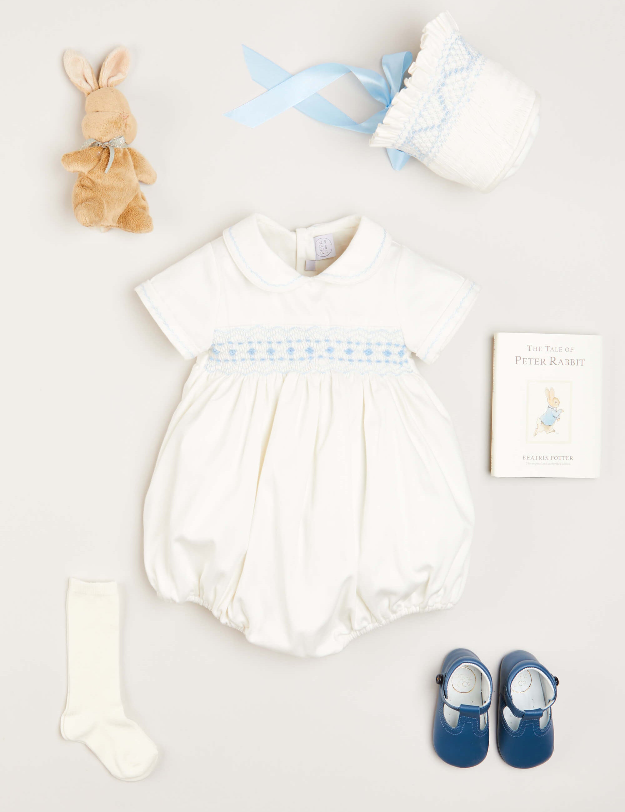 Traditional Hand Smocked Gift Set in Blue Look  from Pepa London