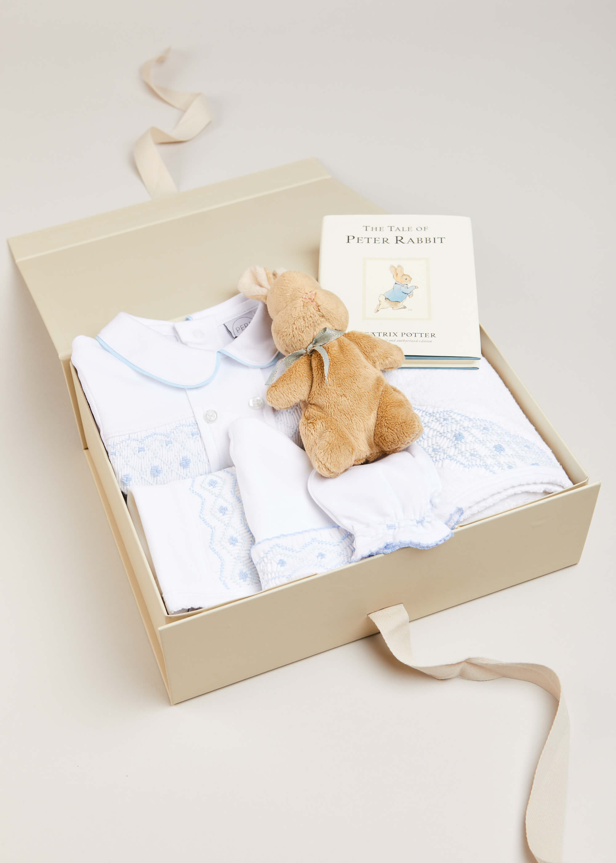 Newborn Hand Smocked Gift Set in Blue Look  from Pepa London
