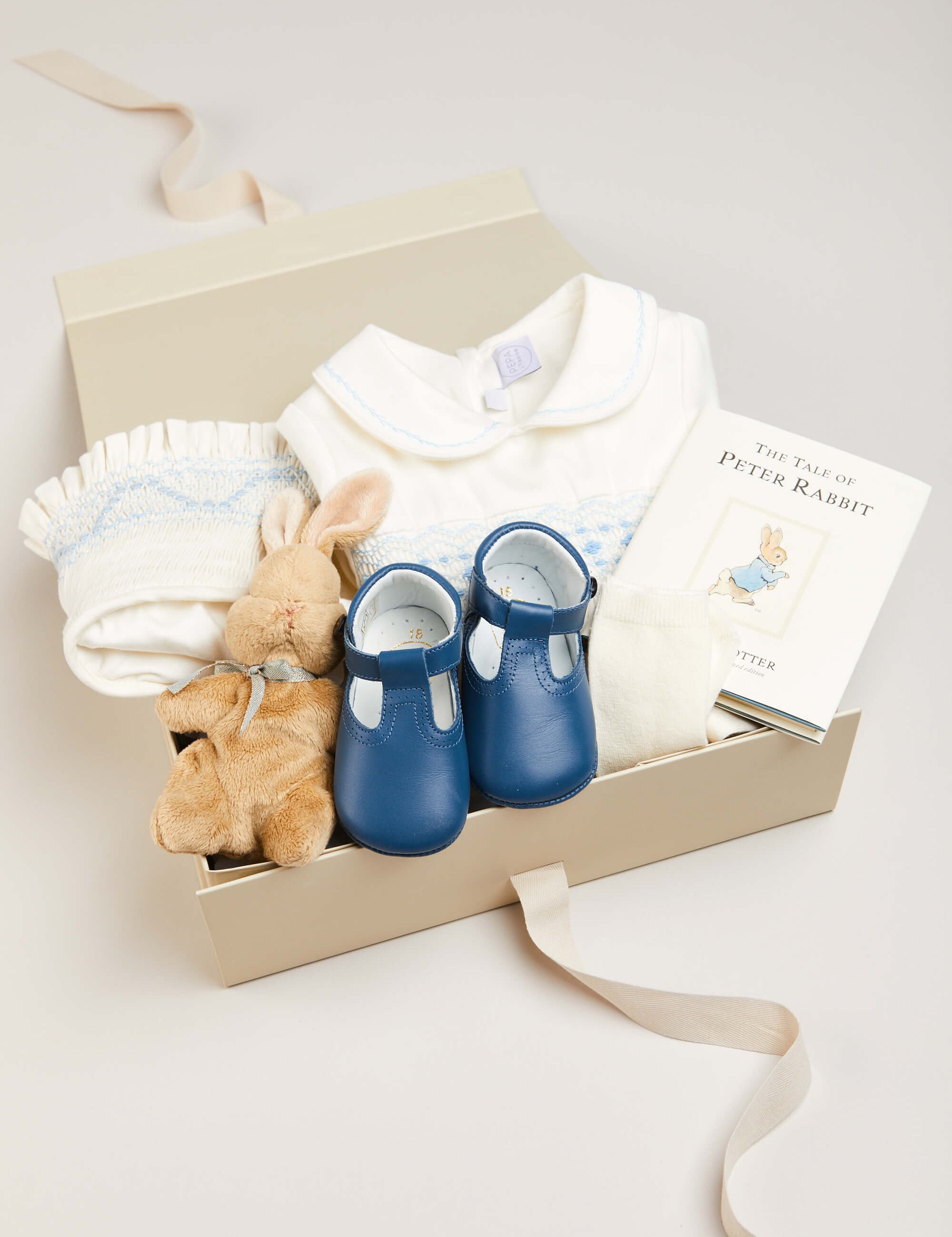 Traditional Hand Smocked Gift Set in Blue Look  from Pepa London