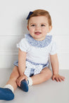 Floral Dotted Bow Bloomers in Blue (3mths-2yrs) Bloomers  from Pepa London