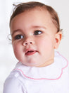 Scallop Collar Zig Zag Trim Bodysuit in Pink (3mths-2yrs) Tops & Bodysuits  from Pepa London