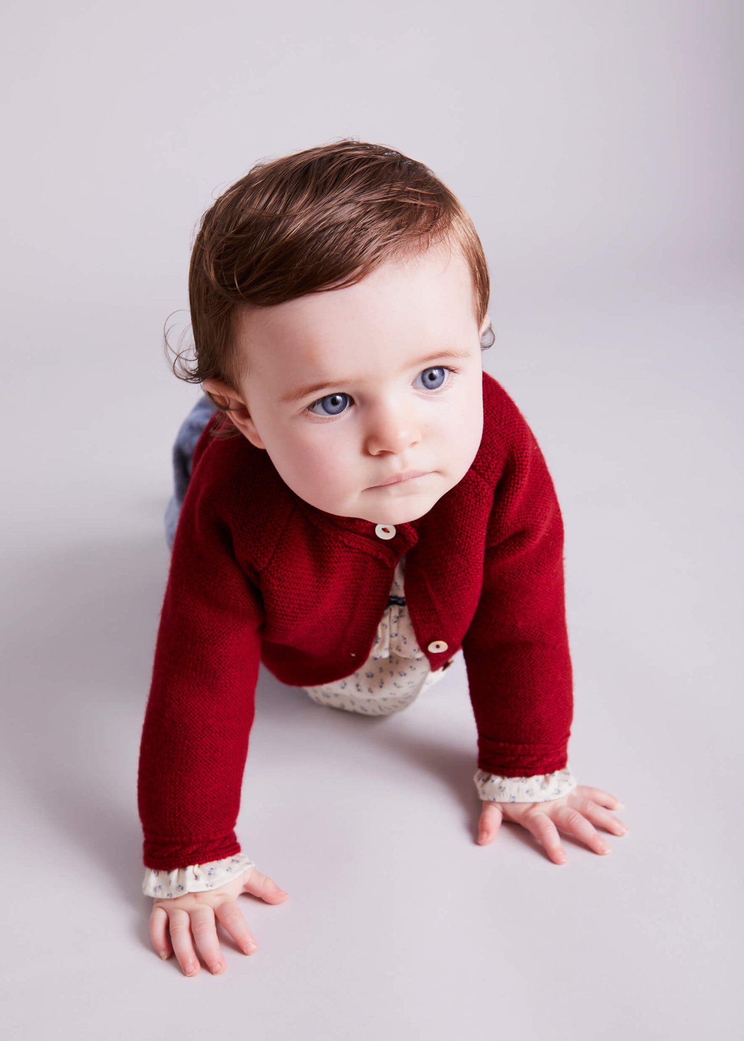 Contrast Trim 3 Button Cardigan in Red (3-18mths) Knitwear  from Pepa London