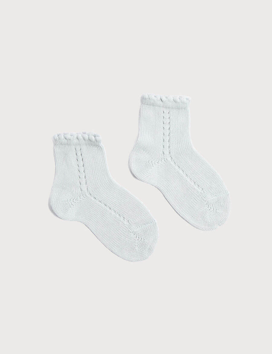 Openwork short socks - Pale grey (0mths-8yrs) Socks  from Pepa London