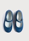 Mary Jane Leather Girls Shoes in Dusty Blue (24-34EU) Shoes  from Pepa London
