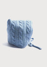 Blue Cashmere Knitted Bonnet (0-3mths) Knitted Accessories  from Pepa London