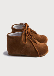 Suede Oxford Baby Booties in Brown (20-24EU) Shoes  from Pepa London