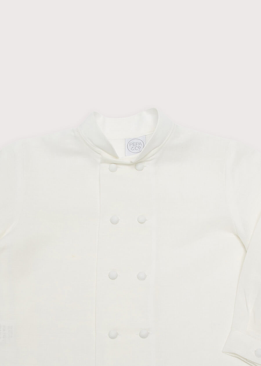 Boy's white double-breasted Mandarin collar shirt (12mths-10yrs) Shirts  from Pepa London