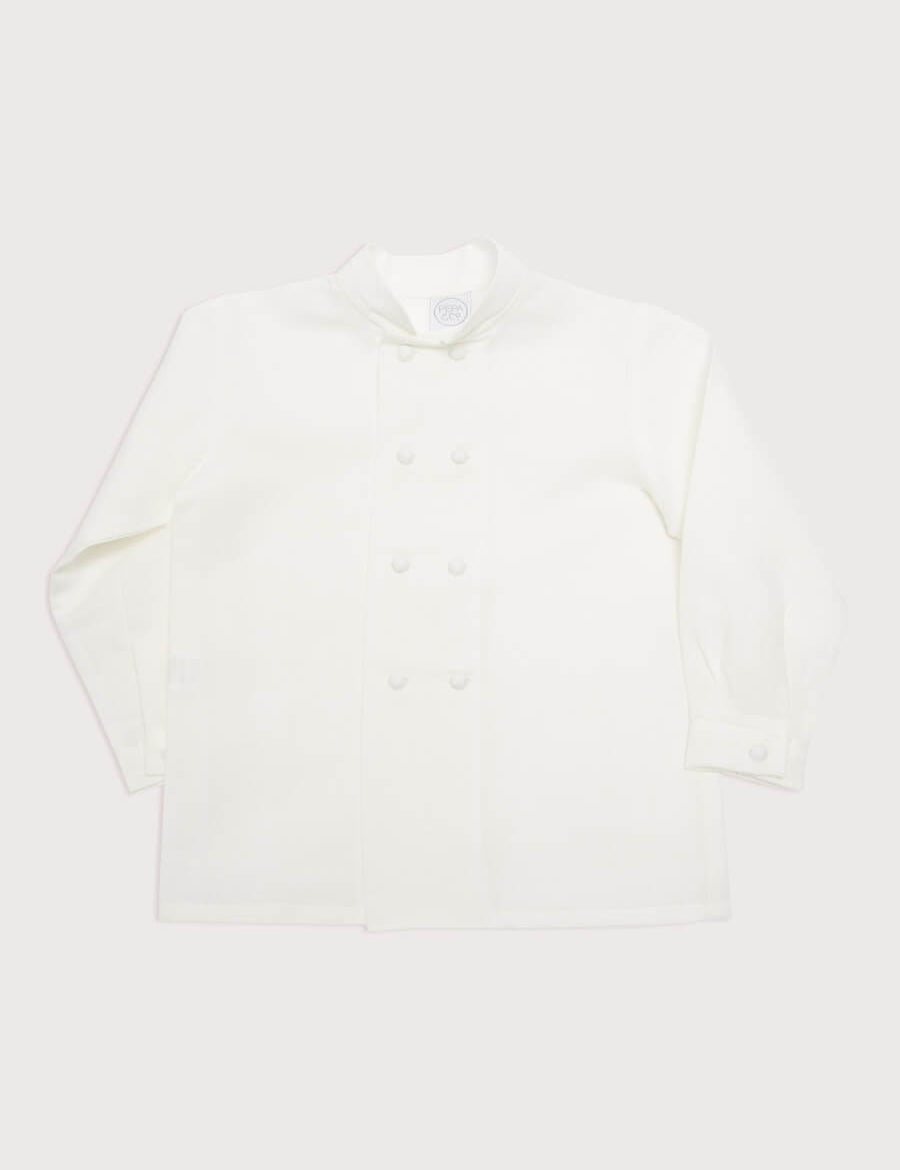 Boy's white double-breasted Mandarin collar shirt (12mths-10yrs) Shirts  from Pepa London