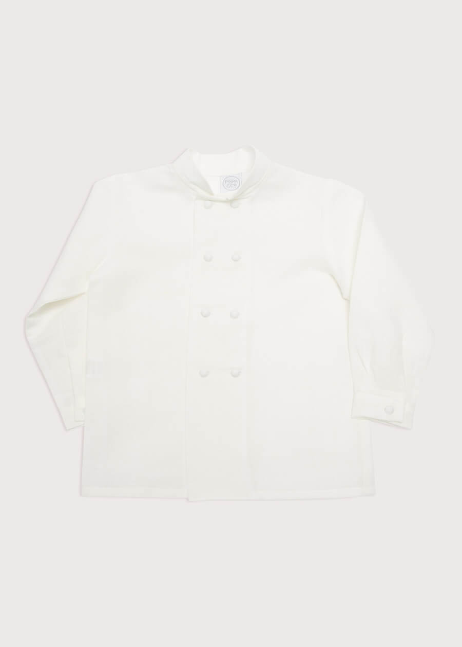 Boy's white double-breasted Mandarin collar shirt (12mths-10yrs) Shirts  from Pepa London