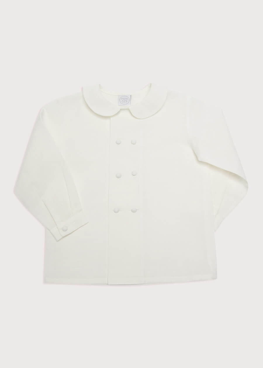 White Double-Breasted Peter Pan Collar Shirt (12mths-10yrs) Shirts  from Pepa London