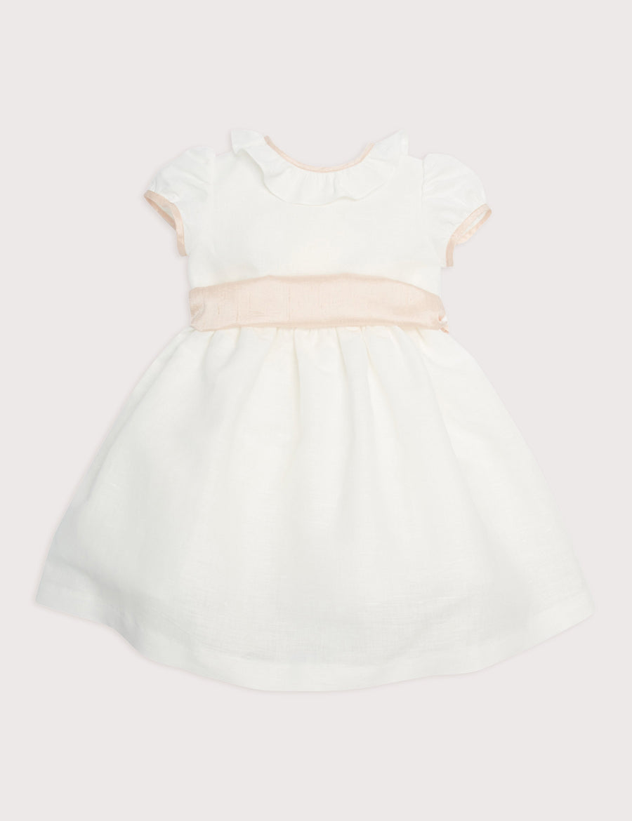 Flower Girl Ivory Dress with Pink Silk Sash (6mths-10yrs) Dresses from Pepa London