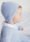 Gentle Openwork Peter Pan Collar 3 Piece Knitted Set in Blue (0-6mths) Knitted Sets  from Pepa London