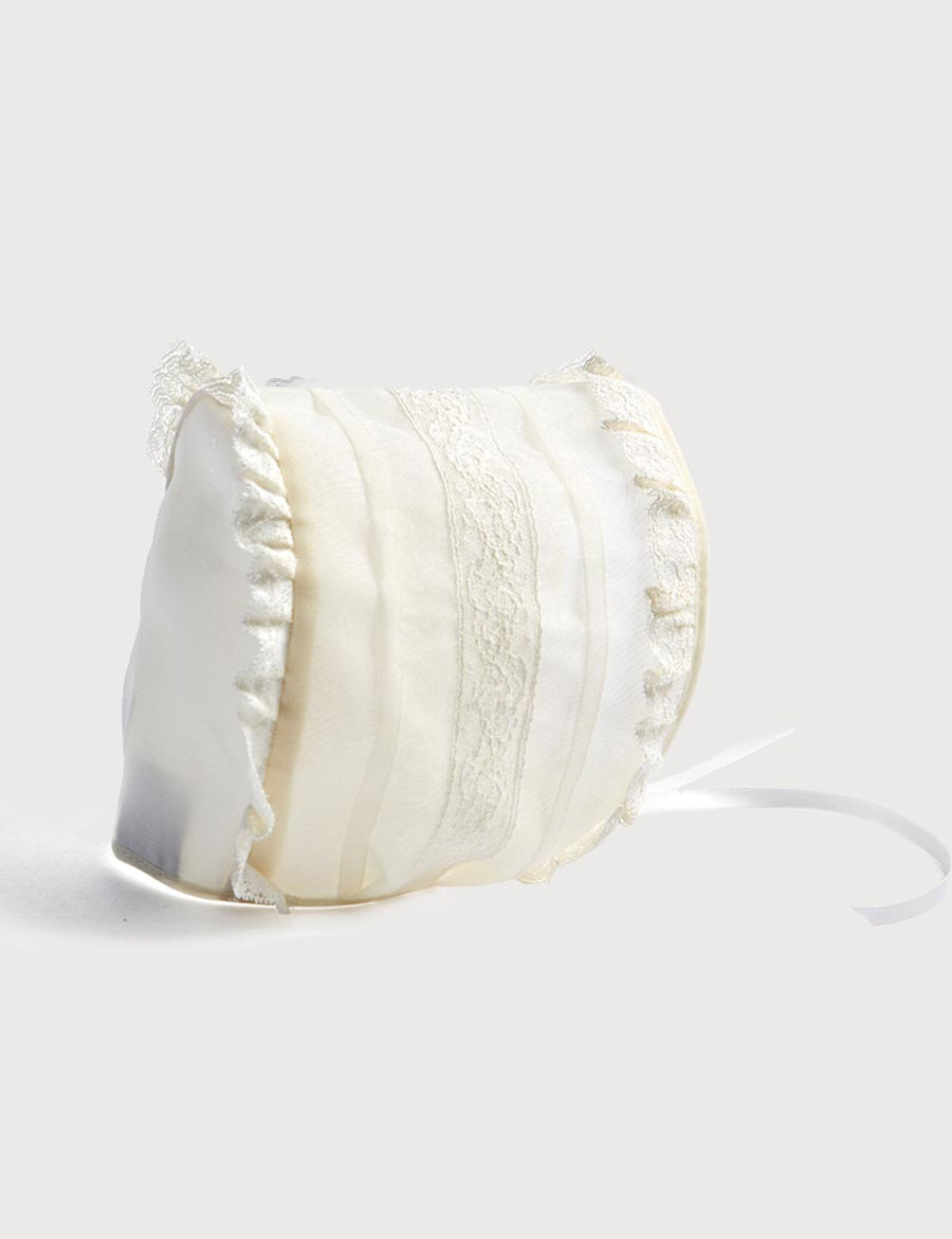 Cream Lace Christening Bonnet with Frill (3mths-2yrs) Accessories  from Pepa London